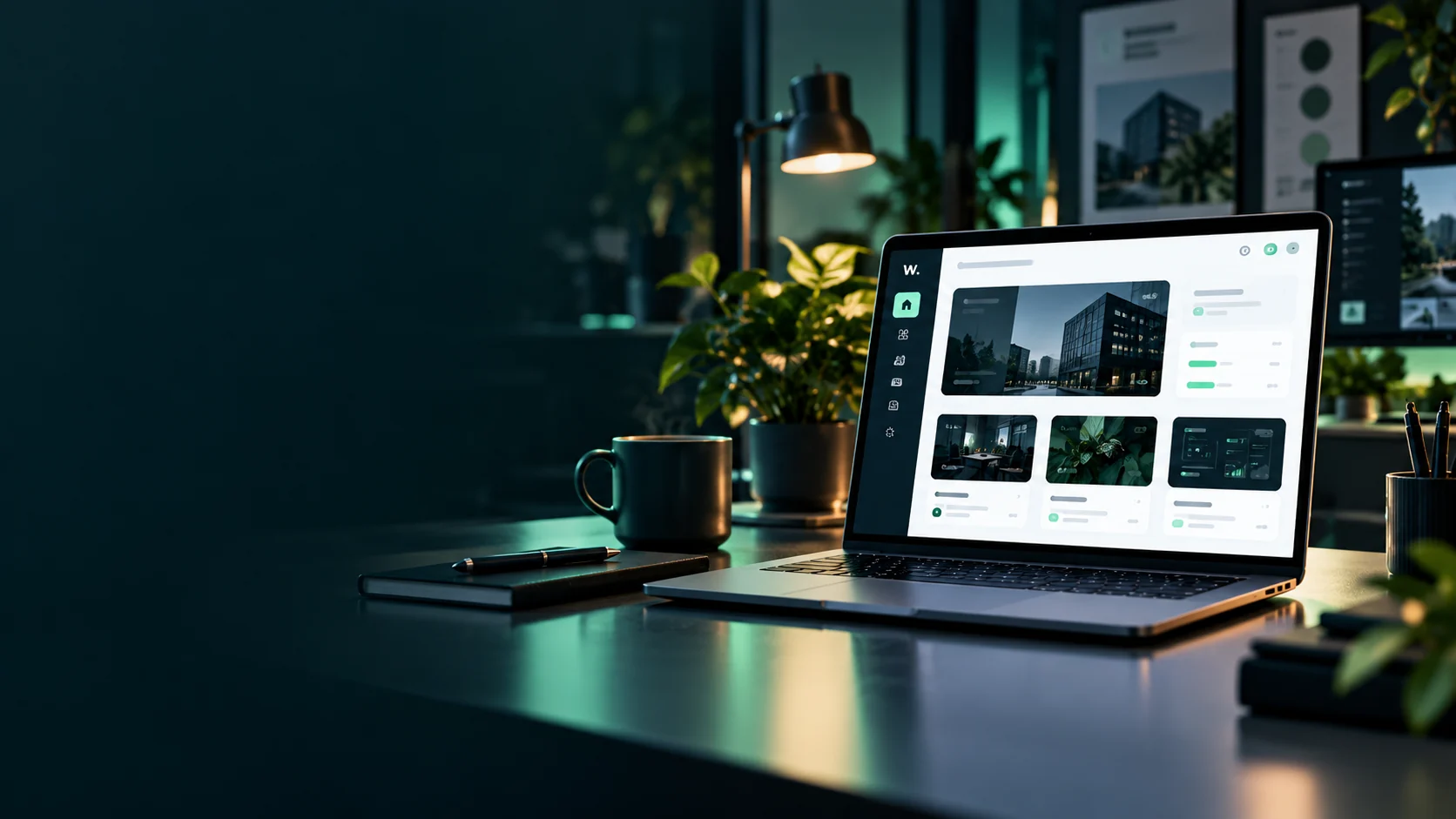 Conceptvisualisatie: laptop met een op maat gebouwde webapplicatie