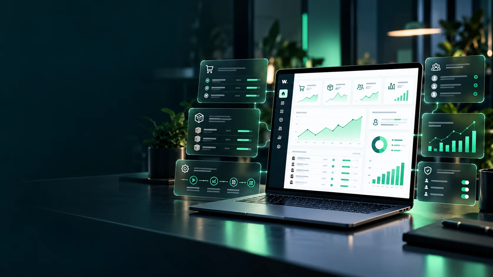 Conceptvisualisatie van een bedrijfsplatform, geen screenshot van het project
